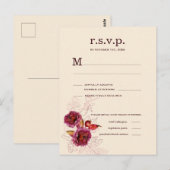 Boho Burgundy Roos RSVP Briefkaart (Voorkant / Achterkant)