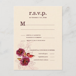 Boho Burgundy Roos RSVP Briefkaart