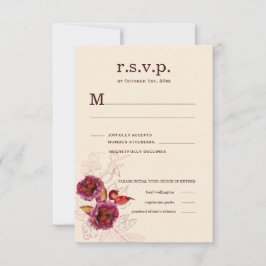 Boho Burgundy Roos RSVP Kaartje