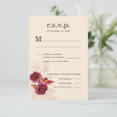 Boho Burgundy Roos RSVP Kaartje (Staand voorkant)