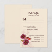 Boho Burgundy Roos RSVP Kaartje (Voorkant / Achterkant)