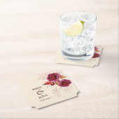 Boho Burgundy Roos Tracery Kartonnen Onderzetters (Insitu)