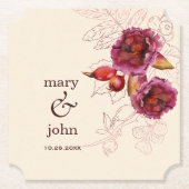 Boho Burgundy Roos Tracery Kartonnen Onderzetters (Voorkant)