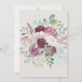 Boho Burgundy Roos Waterverf Trouw Kaart (Achterkant)