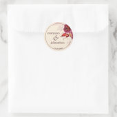 Boho Burgundy Rose Tracery Ronde Sticker (Tas)