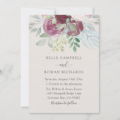 Boho Burgundy Rose Watercolor Wedding Kaart (Voorkant)