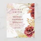 Boho Burgundy Roze Pampas Gras Bruiloft (Voorkant)