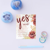 Boho Burgundy Roze Pampas Gras Bruiloft Flyer (Enkel)