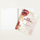 Boho Burgundy Roze Pampas Gras Bruiloft Planner (Display)