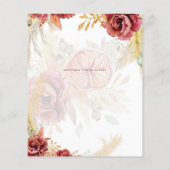 Boho Burgundy Roze Pampasgras Bruiloft Flyer (Achterkant)