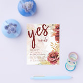 Boho Burgundy Roze Pampasgras Bruiloft Flyer (Enkel)