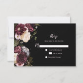 Boho Burgundy Roze Witte Bloem RSVP | Kaartje (Voorkant)