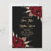 Boho Burgundy Rozen Bloem Huwelijk Kaart (Voorkant)