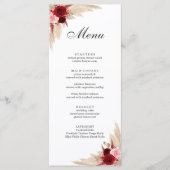 Boho Burgundy Rozen en Pampas Grass Menu (Voorkant)