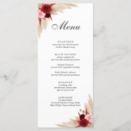 Boho Burgundy Rozen en Pampas Grass Menu