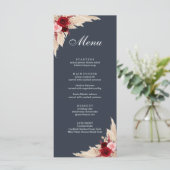 Boho Burgundy Rozen en Pampas Grass Menu (Staand voorkant)