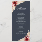 Boho Burgundy Rozen en Pampas Grass Menu (Voorkant)