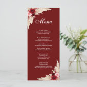 Boho Burgundy Rozen en Pampas Grass Menu (Staand voorkant)