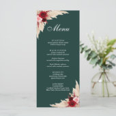 Boho Burgundy Rozen en Pampas Grass Menu (Staand voorkant)