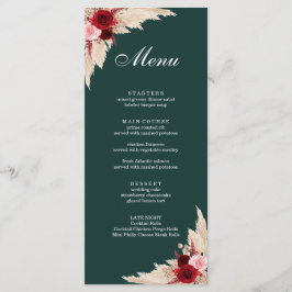 Boho Burgundy Rozen en Pampas Grass Menu