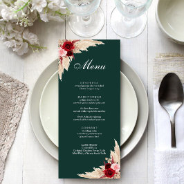 Boho Burgundy Rozen en Pampas Grass Menu