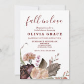 Boho Burgundy Rozen herfst floral Vrijgezellenfees Kaart (Voorkant)