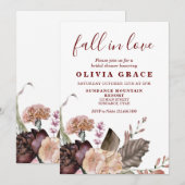 Boho Burgundy Rozen herfst floral Vrijgezellenfees Kaart (Voorkant / Achterkant)