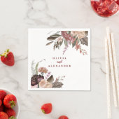 Boho Burgundy Rozen herfst florale bruiloft Servet (Insitu)