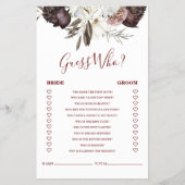 Boho Burgundy Rozen herfst Vrijgezellenfeest Game Flyer (Voorkant)