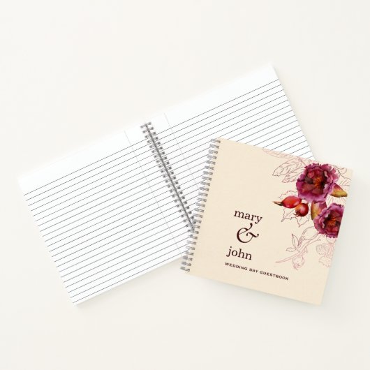 Boho Burgundy Rozen Notitieboek (Binnen)