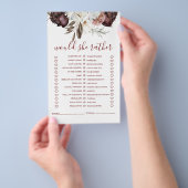 Boho Burgundy Rozen val Bruidsdouche Spel Flyer (Hand)