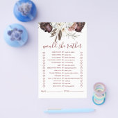 Boho Burgundy Rozen val Bruidsdouche Spel Flyer (Enkel)