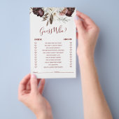 Boho Burgundy Rozen val Bruidsdouche Spel Flyer (Hand)