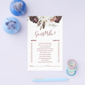 Boho Burgundy Rozen val Bruidsdouche Spel Flyer (Enkel)