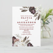 Boho Burgundy-Rozen worden gehuwd Kaart (Staand voorkant)