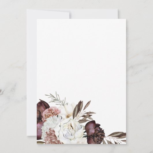 Boho Burgundy-Rozen worden gehuwd Kaart (Achterkant)