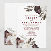 Boho Burgundy-Rozen worden gehuwd Kaart (Voorkant / Achterkant)