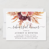 Boho Burgundy Terracotta Bloemen Proefavond Eten Kaart (Voorkant)