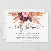 Boho Burgundy Terracotta Floral Baby shower Kaart (Voorkant)