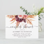 Boho Burgundy Terracotta Floral Couples Shower Kaart (Staand voorkant)