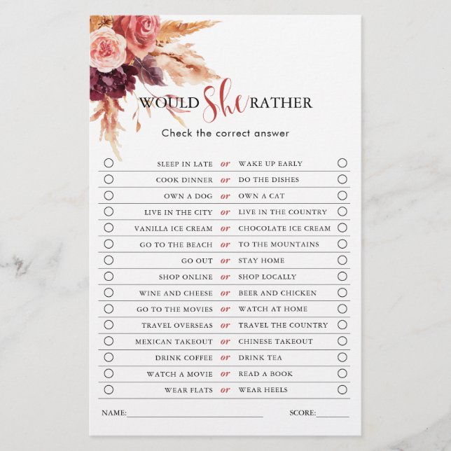 Boho Burgundy Terracotta Floral Vrijgezellenfeest  (Voorkant)