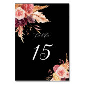 Boho Burgundy Terracotta Floral Wedding Black Kaart (Achterkant)