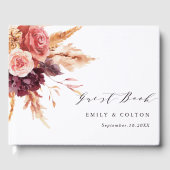 Boho Burgundy Terracotta Floral Wedding Gastenboek (Voorkant)