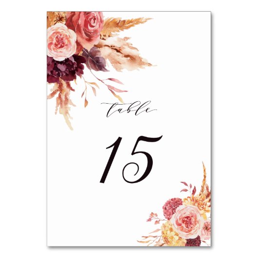 Boho Burgundy Terracotta Floral Wedding Kaart (Achterkant)