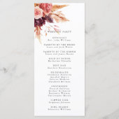 Boho Burgundy Terracotta Floral Wedding Programmakaart (Achterkant)