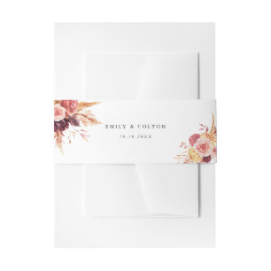 Boho Burgundy Terracotta Floral Wedding Uitnodigingen Wikkel