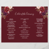 Boho Burgundy Tri-Fold Wedding Programme Flyer (Achterkant)