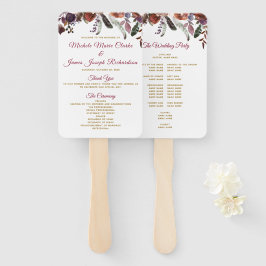 Boho Burgundy Waterverf Floral Wedding Programme Handwaaier