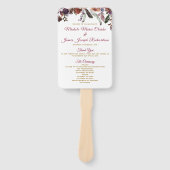 Boho Burgundy Waterverf Floral Wedding Programme Handwaaier (Voorkant)