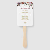 Boho Burgundy Waterverf Floral Wedding Programme Handwaaier (Achterkant)